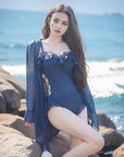 Sexy Cutout One-Piece Swimsuit + Cover-Up Set