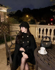 Mocha Fur-Collar Cape Coat