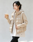Heavyweight Recommendation 90% White Duck Down Knit Hooded Puffer Jacket