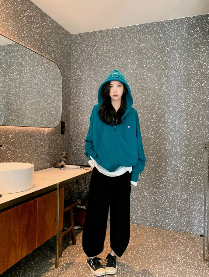 Gawk Embroidered Smiley Face Hoodie