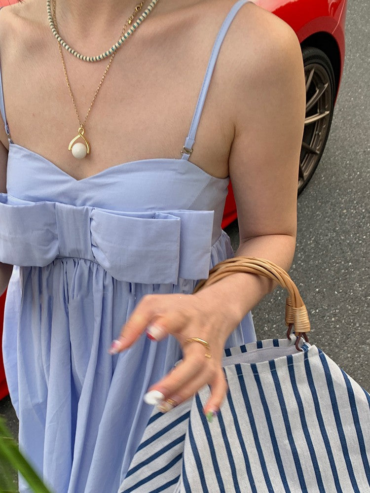 French Sweetheart Bow-Detail Camisole Dress