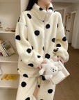 New Winter Thick Fleece-Lined Flannel Loungewear Set