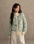 Letter Jacquard Wool Thick Jacket