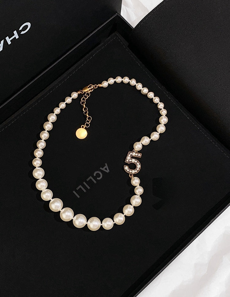 Chanel-Inspired No.5 Pearl Necklace
