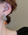 Korean Hollow Exquisite Rhinestone 925 Silver Stud Earrings