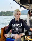 MARDI MERCREDI White Contrast Print Cotton Sweatshirt