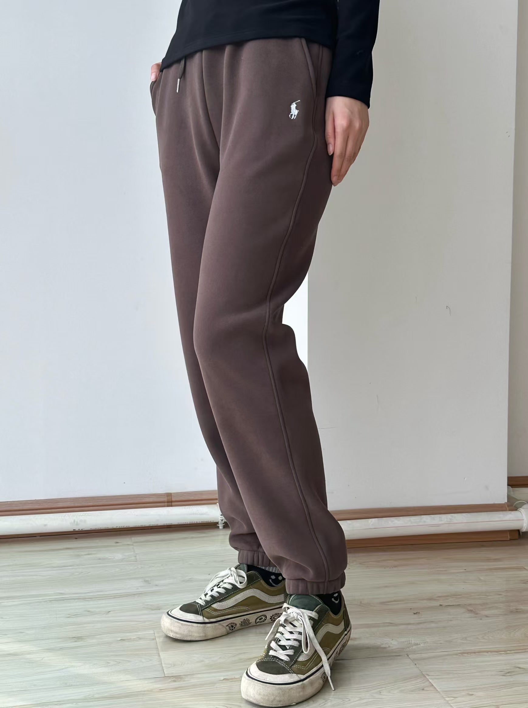 Fleece-Lined Joggers with Pony Embroidery