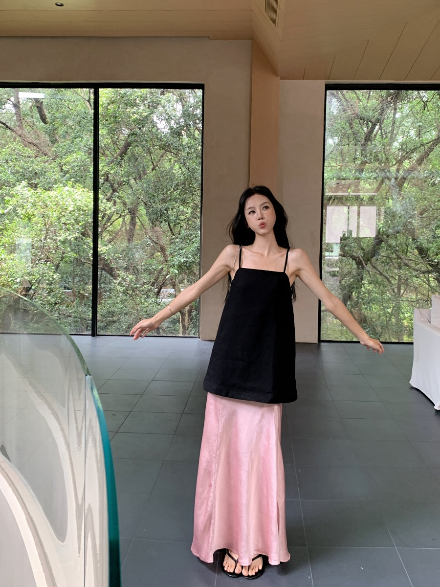 Must-Have Tie-Strap Camisole + Acetate Satin Mermaid Skirt