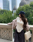 Solid Color Slim Fit V-Neck Knit Top