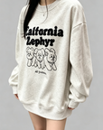 Korean-Style 380g Fleece-Lined Embroidered Sweatshirt