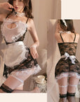 Multi-Piece Maid Lingerie Set with Fishnet Stockings