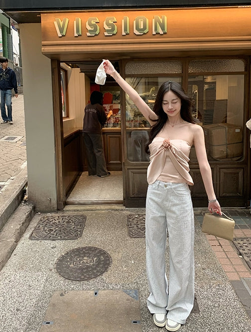 Must-Have Pants! Baby Blue Straight-Leg Floor-Length Jeans