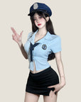 Officer-Inspired Bodycon Lingerie Set (with Stockings and hat)