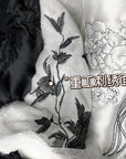 New Chinese Style Satin Embroidered Down Jacket (Without Fur Scarf)
