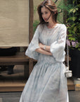 Dreamy French-Style Lantern Sleeve Maxi Dress (with Slip Dress)