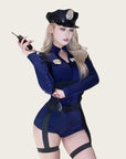 Elegant Officer-style Fitted Police Costume (with Stockings)