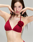 Red Sparkle Luxe 3-Piece Bikini Set 