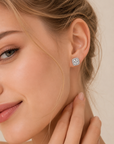 Cushion Cut Halo Stud Earrings