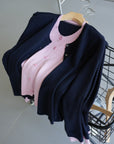 MIU-Style Wool-Blend Layered Knit Cardigan