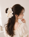 Korean-Inspired Oversized Pearl Satin Scrunchie