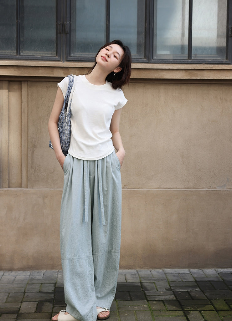 Bone-Line Slim Fit Round Neck Basic Short Sleeve Tee