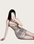 Silver Chain Backless Dress