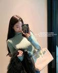 Merino Wool High-Neck Slim Fit Knit Top