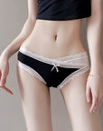 Low-Rise Lace Patchwork Cotton Panties