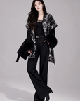 Ink Print Wool Cape Coat