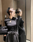 New Chinese Style Slim Fit Knit Top with Small Mandarin Collar