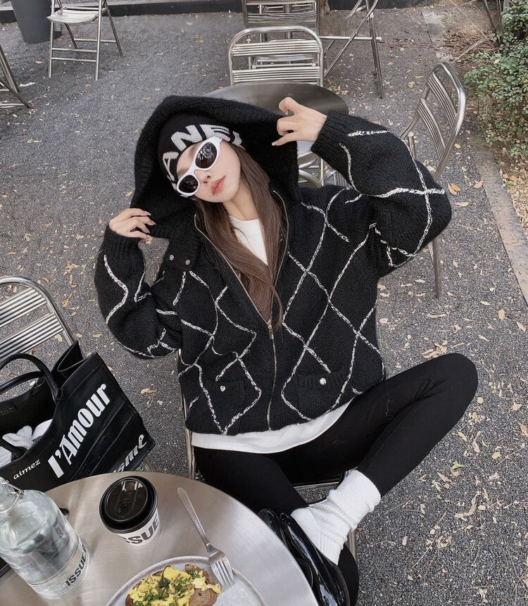 Alpaca-Blend Long-Hair Heavyweight Knit Cardigan