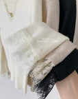 Korean-Style Lace V-Neck Knit Top