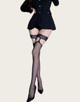 Lace Garter Belt with Black Stockings