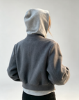 Grey Baseball Jacket + Hooded Sweatshirt 2-Piece Set