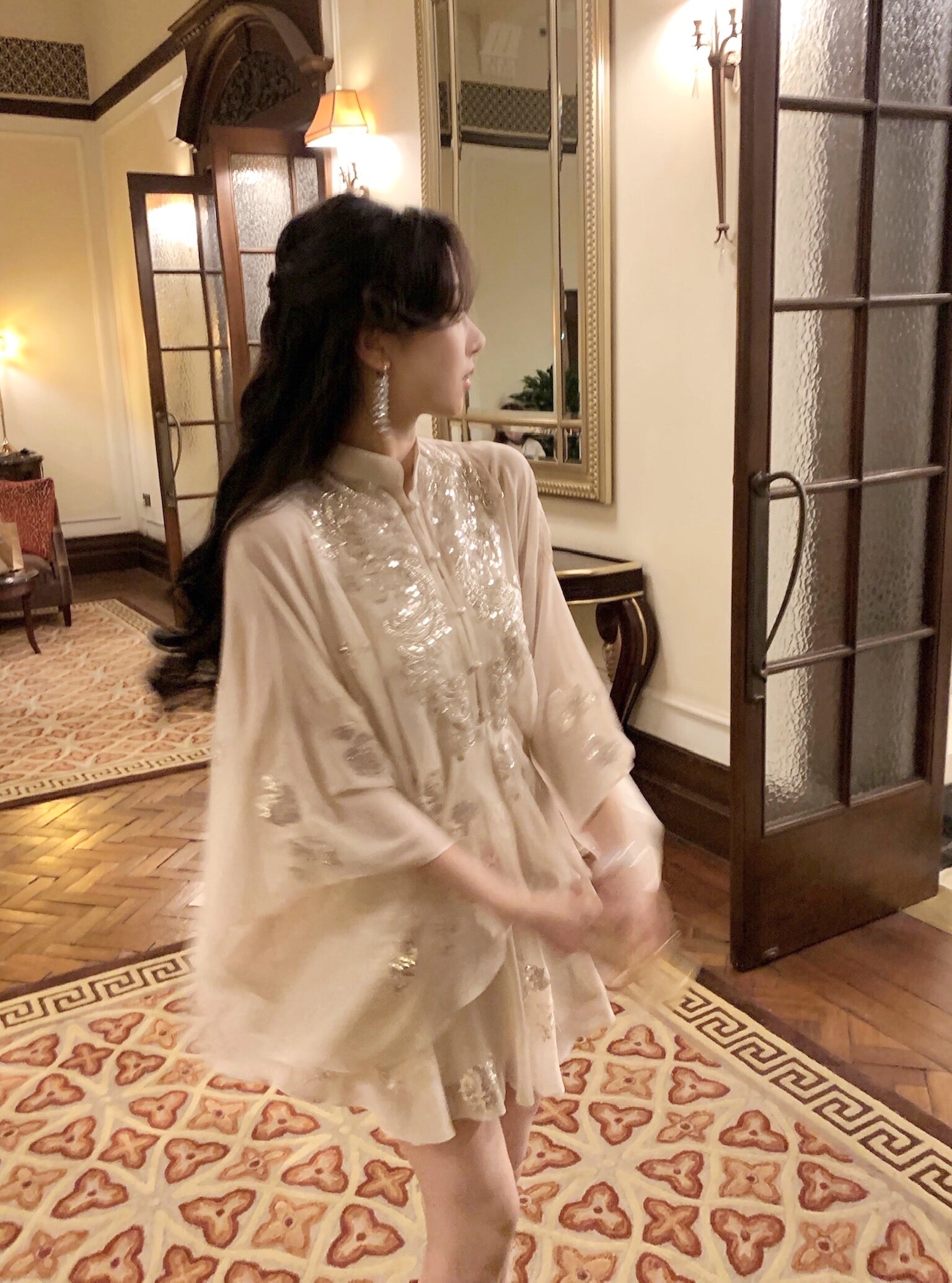 Silver Sequin Cape Top (with Camisole Lining)
