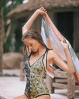 REVERSIBLE TIE-SHOULDER ONE PIECE SWIMSUIT