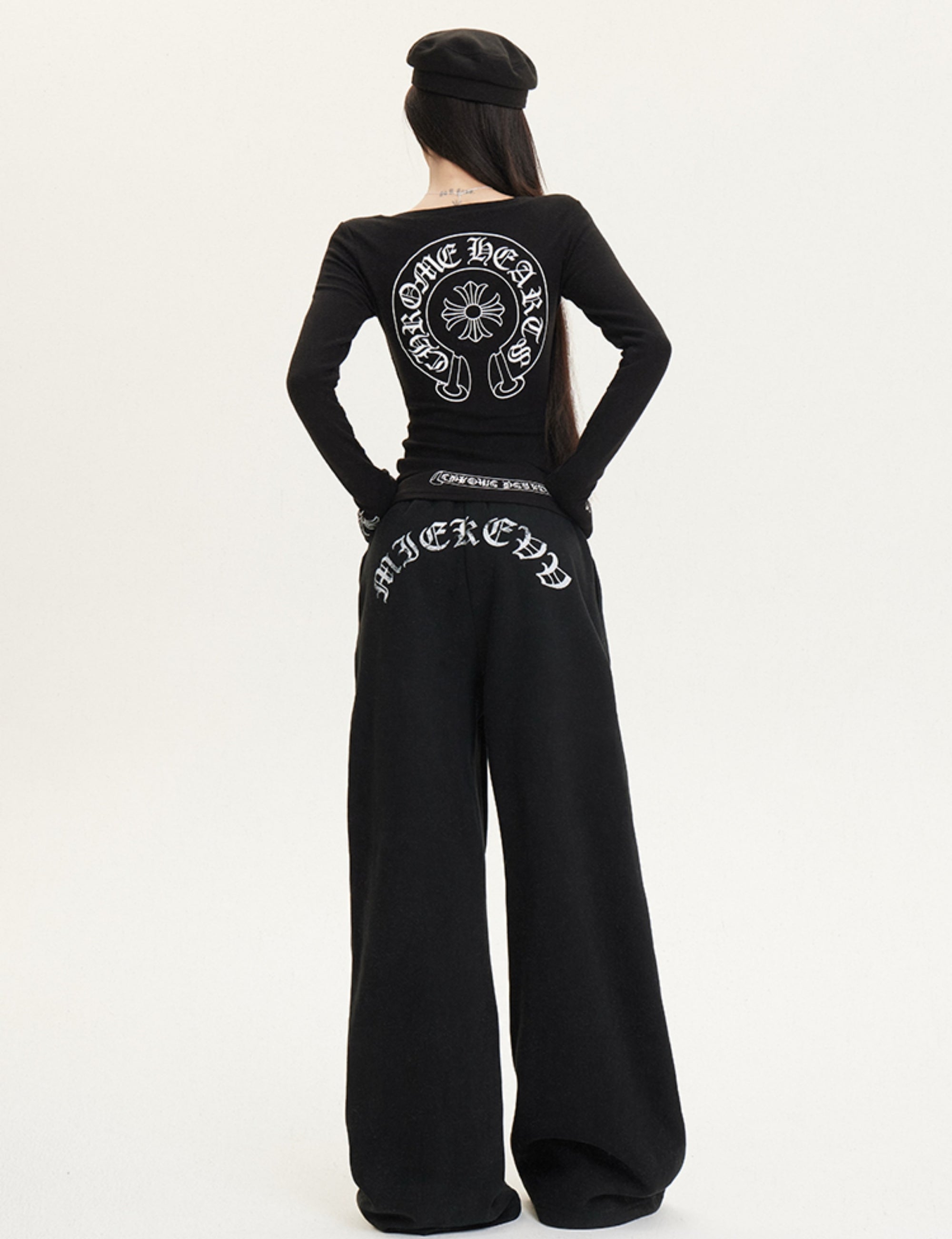 Dark Aesthetic Fleece-Lined Chrome Hearts-Inspired Set