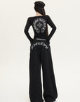 Dark Aesthetic Fleece-Lined Chrome Hearts-Inspired Set