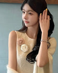 Chanel-Inspired Camellia Brooch & Hair Clip Set (Pink + White)