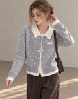 Korean-Style Layered Grey Knit Cardigan
