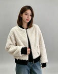 Diamond Quilted Faux Mink Eco-Friendly Fur Coat