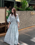Dreamy French-Style Lantern Sleeve Maxi Dress (with Slip Dress)