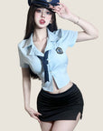 Officer-Inspired Bodycon Lingerie Set (with Stockings and hat)