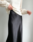 Glazed acetate satin midi skirt