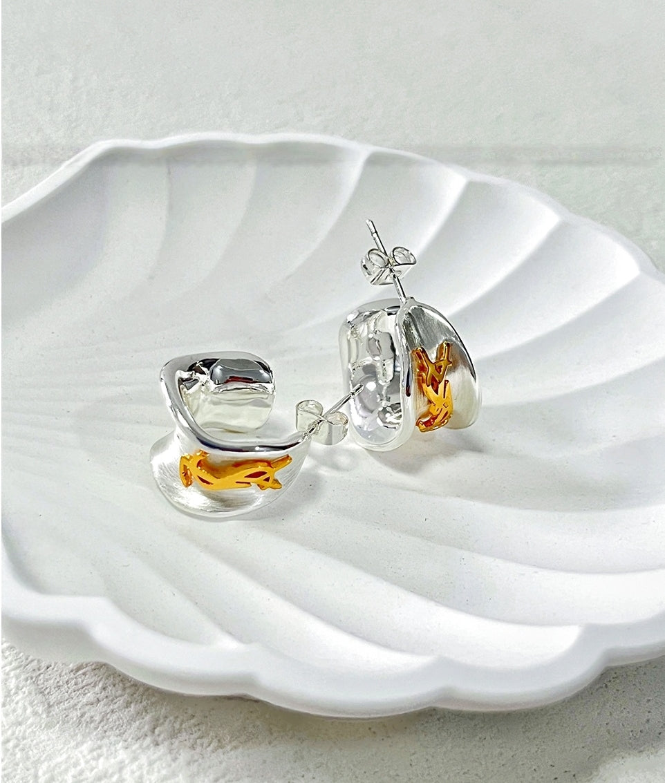 Irregular Letter 925 Silver Stud Earrings
