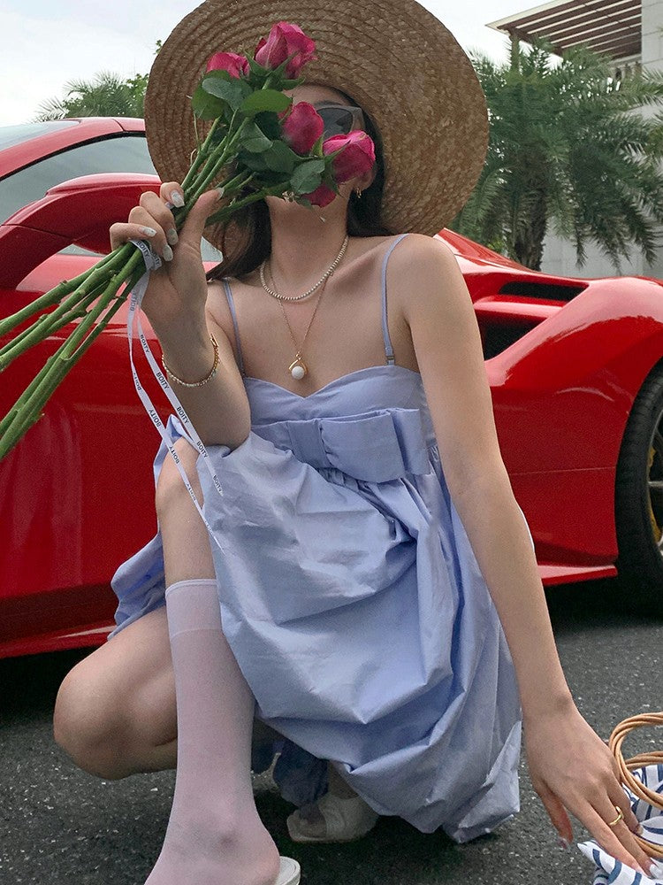 French Sweetheart Bow-Detail Camisole Dress