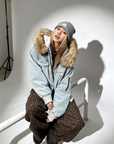 Washed Blue Baby Fleece Parka Jacket
