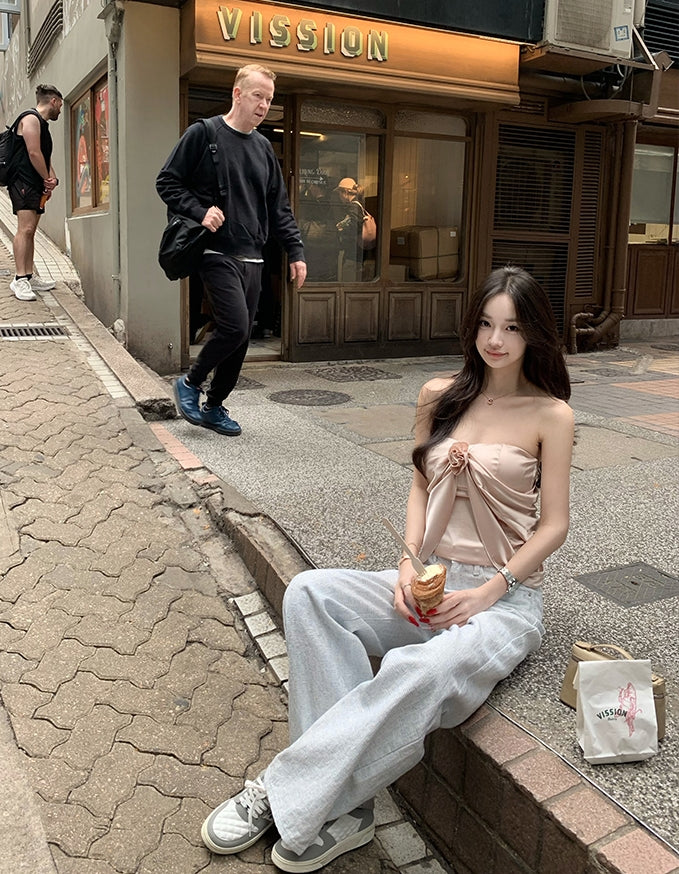 Must-Have Pants! Baby Blue Straight-Leg Floor-Length Jeans