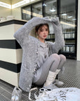 Relaxed Sequin Knit Cardigan with Sheer Details