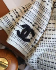 Inspired Black & White Contrast Wool Knit Scarf (Gift Boxed)